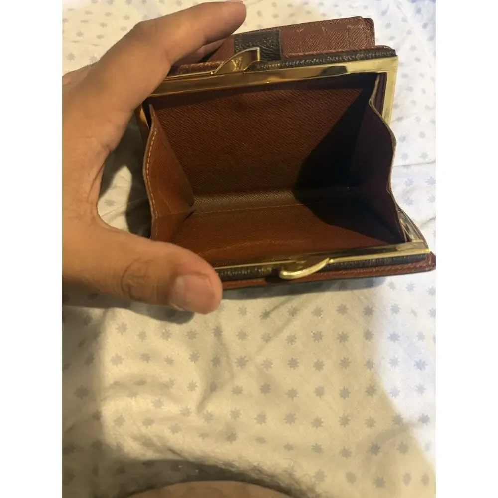 Louis Vuitton Brown Monogram Wallet with Kiss Lock